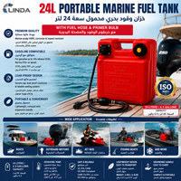 Tangki Bahan Bakar Bensin Antistatik HDPE 24L 2 Tak Linda Yamaha Baru dengan Selang untuk Penggunaan Perahu Tes Profesional