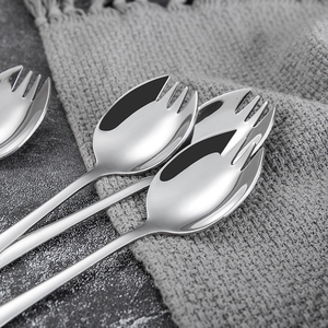 ช้อนส้อมพกพา DFU125 แบบสั่งทำขายส่งจำนวนมาก ใช้ซ้ำได้ 2 in 1 สำหรับแคมป์ปิ้ง คุณภาพสูง ผลิตจากสแตนเลส SUS 410 304 - Product Image 4