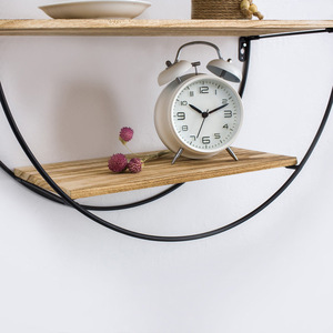 Iron Wall Mounted <b>Shelf</b> Round Solid Wood 3 Tier Nordic Style Home Storage Organizer <b>Rack</b> Durable Design - Product Image 2