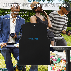 Canotta Nera Senza Maniche da <span class=keywords><strong>Uomo</strong></span> con Logo Personalizzato, Maglietta da Palestra per Allenamento Muscolare, Gilet Fitness - Product Image 2