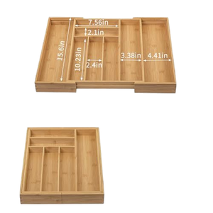 Hộp đựng dao kéo bằng gỗ, có thể mở rộng, bằng tre, có ngăn đựng dao rời và vách ngăn - Product Image 3