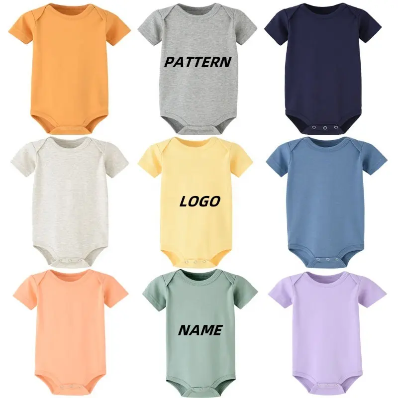 Barboteuse une pièce à manches courtes personnalisé bas quantité minimale de commande pour nouveau-nés vêtements d'été pour bébé
