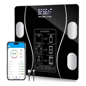 Báscula Digital Bluetooth con Capacidad de 180 kg, Recargable por USB, Báscula Inteligente con Aplicación, Medición de Grasa Corporal y IMC - Product Image 1