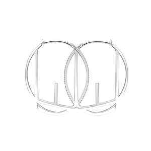 Orecchini a Cerchio Geometrici in Oro Bianco E4867, Gioielli Minimalisti Unisex - Product Image 1