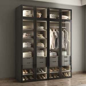 Ensemble de meubles de chambre à coucher contemporains en aluminium et bois 2024, armoire sur mesure, dressing, vestiaire - Product Image 2