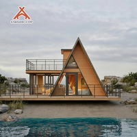 Kawagebo Kamp (KK) S580 58 ㎡   Casas Prefabricadas de Lujo en Forma de A, Casa Modular Prefabricada de Acero Ligero con Terraza