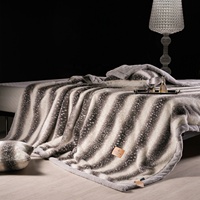 Luxuriöse Flauschige Elegante Superweiche Makellose Kunstfell-Decke, Kuschelige Gestrickte Gemütliche Baby- und Erwachsenen-Überwurfdecke