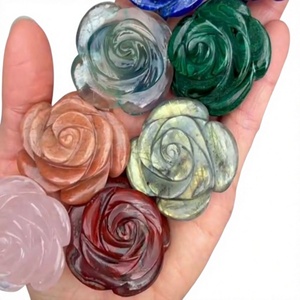Piedras preciosas sueltas de cuarzo tallado en forma de rosa para la fabricación de joyas, piedra mineral con corte floral, piedra natural. - Product Image 1