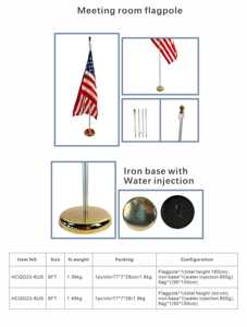 Высококачественный алюминиевый флагшток с национальным флагом, 8 футов, идеально подходит для конференц-залов - Product Image 6