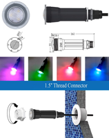 AC12V 12W RGB LED Spa Ampoule D55mmxH162mm Nicheless Encastré Raccord Remplacement Étang Sous-Marin Lac Baignoire Lampe Piscine Lumière