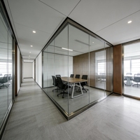 Cloison de séparation de bureau en verre à grille modulaire avec cadre en aluminium mince de qualité supérieure pour salles de conférence, installation rapide