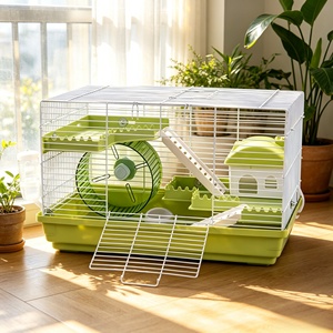 Cage à hamster <span class=keywords><strong>de</strong></span> luxe à double étage, grande capacité, base en plastique, villa d'intérieur pour hamster syrien et hamster nain, <span class=keywords><strong>vente</strong></span> en gros pour animaleries - Product Image 1
