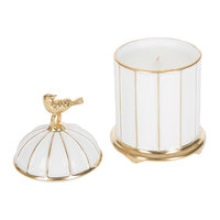 Pot de bougie en céramique de Style européen, cage à oiseaux en or blanc, décoration de mariage, pots de bougie uniques de luxe avec couvercle, vente en gros