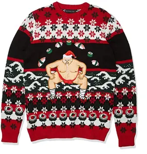 2024 Oem Custom High Quality Fashion Sweater Men's Sumo Santa Ugly Christmas Dropshipping