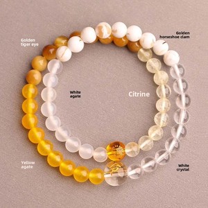 Bracelet unisexe Hisera <span class=keywords><strong>en</strong></span> perles dorées avec design géométrique <span class=keywords><strong>en</strong></span> cristal naturel, style tendance pour cadeaux d'affaires et usage quotidien - Product Image 4
