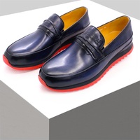 Chaussures en cuir véritable pour hommes, style italien, mocassins décontractés, semelle en caoutchouc rouge, faciles à porter, confortables, à enfiler.