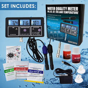 Medidor de Calidad del Agua Digital de Alta Calidad, Recargable, 5 en 1, Multiparámetro, PH, EC, CD, TDS, Temperatura, para Piscinas, Tanques, Acuarios - Product Image 6