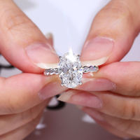 Bijoux, diamant cultivé en laboratoire IGI, plaqué or 10k 14k 18k, argent sterling S925, coupe ovale, clarté VVS2 18K, bagues fantaisie légères pour femmes