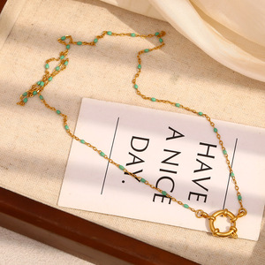 Collana a maglie di perle epossidiche colorate con catena Multi-funzionale con fibbia fai da te collana con ciondolo 18K oro placcato in acciaio inossidabile - Product Image 2