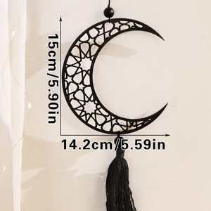 Nuevo Estante Decorativo de Pared de Algodón Negro con Diseño de Estrellas y Luna, Patrón de Naturaleza Muerta para Decoración de Pared de Cumpleaños, Hogar y Dormitorio - Product Image 4