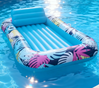 Matelas Gonflable en PVC Durable avec Appui-tête et Poignées pour Fêtes au Bord de la Piscine, Vacances à la Plage, Divertissement Estival en Extérieur (Jusqu'à 5 Passagers)