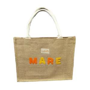 Sac de plage en jute avec lettres brodées Grand (>50cm) Sac cadeau à poignées - Product Image 4