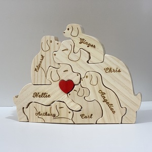 Les nouveaux membres de la famille de chiots transfrontaliers peuvent personnaliser les noms, le bricolage en bois peut personnaliser les ornements de puzzle de dessin animé - Product Image 3