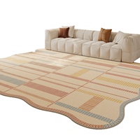 Alfombra de Salón de Estilo Americano, Ligera y de Lujo, Sensación Premium, Resistente a las Manchas, de Bajo Mantenimiento, Antideslizante, Impermeable, con Patrón Geométrico