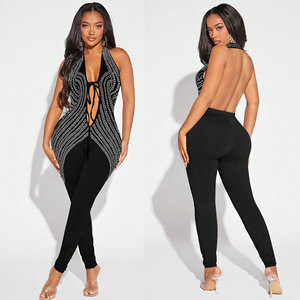 Mono <span class=keywords><strong>sexy</strong></span> de una pieza con lentejuelas para mujer, sin mangas, con malla y bordado, para fiesta o club. - Product Image 1