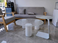Nordique rond moderne décoration meubles thé café métal verre canapé salon Table d'appoint ensemble