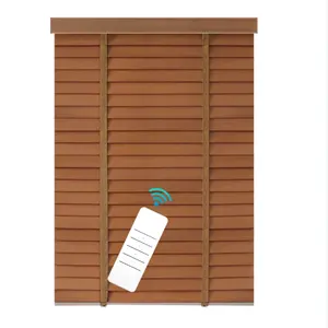 Wooden Shade Electric Horizontal Remote Control Windows Bamboo Basswood Fabric For Wooden Blinds