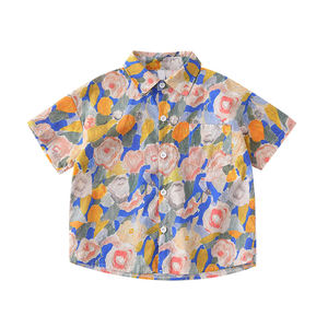 Chemise à manches courtes en coton pour enfants de haute qualité rétro imprimé floral Parent-enfant Robe de <span class=keywords><strong>vacances</strong></span> ample en bord de mer - Product Image 5