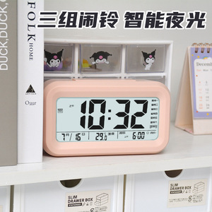 นาฬิกาอัจฉริยะ นาฬิกาปลุกดิจิตอลพร้อมจอแสดงอุณหภูมิและฟังก์ชั่นเลื่อนปลุกสำหรับนาฬิกาตั้งโต๊ะนักเรียน - Product Image 5