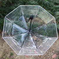 Parapluie transparent moderne à trois plis, 10 baleines, ouverture et fermeture automatiques, imperméable, coupe-vent, imprimé par sublimation, en tissu POE