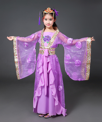 Costume cinese antico bambini bambino sette fata Hanfu vesto abbigliamento danza popolare prestazioni vesto tradizionale cinese per ragazze / Abi da ballo e di scena Costume cinese antico bambini bambino sette fata Hanfu vesto abbigliamento danza popolare prestazioni vesto tradizionale cinese per ragazze / Abi da ballo e di scena
