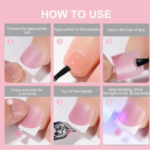 Kit de 150 Uñas Postizas Francesas Cortas y Cuadradas para Mujer, con Adhesivos, 12 Tamaños, Material Plástico - Product Image 5