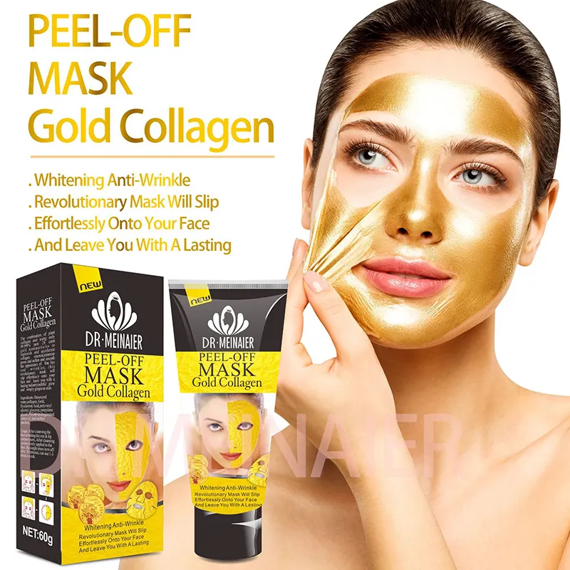 Private Label Anti Rimpel En Hydraterende Collageen Peel Off Gezichtsmasker 24K Peel Off Gouden Gezichtsmasker