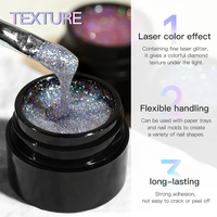 Gel de construction réfléchissant effet disco laser en gros, sans HEMA/TPO, certifié CPSR, pour ongles