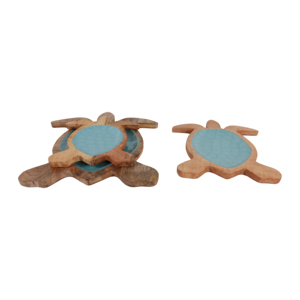 Set di 3 vassoi in legno a forma di tartaruga marina per decorazioni per la casa o portaoggetti per il bagno - Product Image 4
