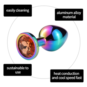 SacKnove 54007 yeni yetişkin çiftler seksi oyunu gökkuşağı renkli takı 3 boyutları S M L genişletmek için kristal Metal popo fiş Anal oyuncak - Product Image 3