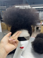 Perruque queue de cheval Afro 360 en dentelle transparente avec cordon de serrage et frange, 100% cheveux naturels non traités, perruque frontale en dentelle 13*6, 16~40 pouces