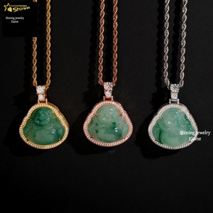 <span class=keywords><strong>Pendentif</strong></span> Bouddha en <span class=keywords><strong>Jade</strong></span> Vert Personnalisé Hip Hop en <span class=keywords><strong>Argent</strong></span> Sterling 925 de Luxe avec Diamants Moissanite de Couleur D VVS - Product Image 6