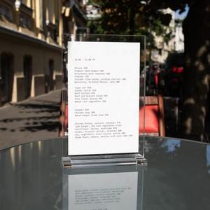Acrylique <span class=keywords><strong>Cadre</strong></span> Flottant Acrylique Signe Titulaire <span class=keywords><strong>Transparent</strong></span> Table Menu Bar Menu - Product Image 2