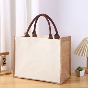 Sac fourre-tout en toile de jute réutilisable personnalisé en gros, sac à dos promotionnel pour cadeaux et fêtes - Product Image 2