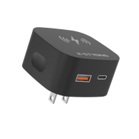 Cargador Rápido de Pared con Doble Puerto A+C de 35W, Carga Inalámbrica Integrada de 15W, Enchufe Europeo, para Múltiples Dispositivos