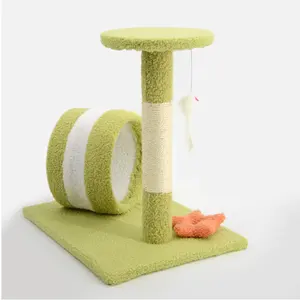 Juguete verde para rascar gatos, casa de escalada bonita de madera, postes de sisal, rascador, árbol para gatos