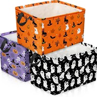 Cesta de Armazenamento com Tema de Fantasma de Halloween, Caixa de Doces, Cesta de Armazenamento para Festa de Abóbora