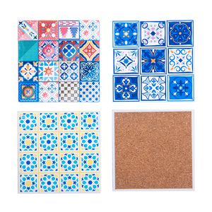 Customized Printed Sublimation Printing Water Absorbing Drinks Ceramic Absorbent Cork Coaster for Coffee Cup Decoration