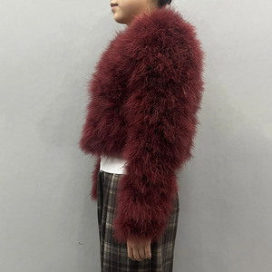 Classic Design Fluffy and Soft <strong>Wedding</strong> <strong>Jackets</strong> <strong>Women</strong> Turkey Feather <strong>Jacket</strong> - Product Image 3