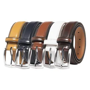 Designed Casual Dress Pants Shirts Classic Genuine Leather Belt With Reversible Pin Buckle Men Belts